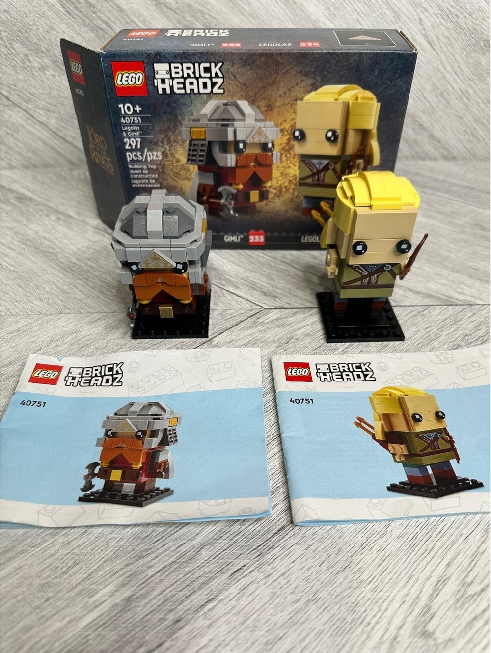 LEGO BrickHeadz 40751 Lord of the Rings Legolas & Gimli Complete w/ Box Manuals
